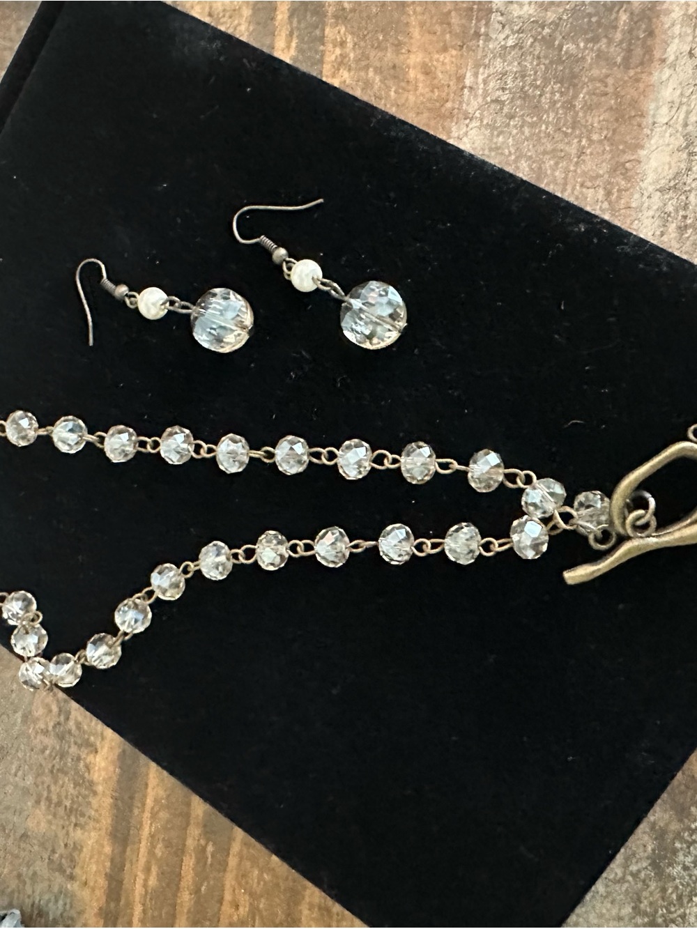 Clear Crystal Drop Necklace with Matching Earrings - Sparkling Clear